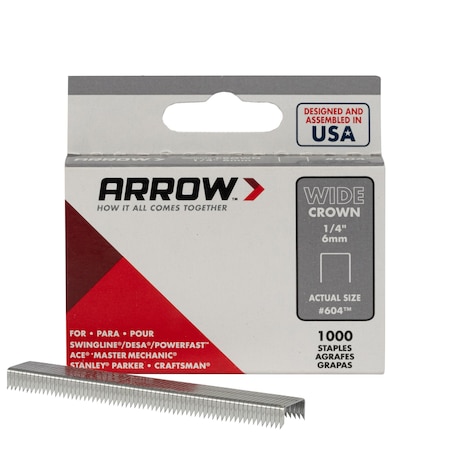 ARROW FASTENER Heavy Duty Staples, Wide Crown, 1/4 in Leg L, Steel, 30 PK 60430